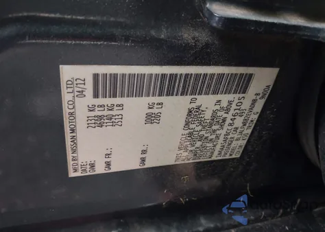 2012 Nissan Maxima 3.5 Sv from USA, damaged, VIN 1N4AA5AP8CC846105